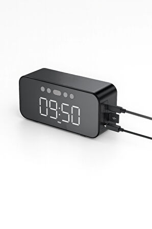 Çok Fonksiyonlu Akıllı Ayna Saat F41 Bluetooth 5.3 Hoparlör FM Radyo Alarm