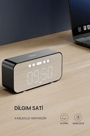 Çok Fonksiyonlu Akıllı Ayna Saat F41 Bluetooth 5.3 Hoparlör FM Radyo Alarm