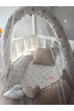 Nest Wafle Pike Kumaş Micky Tasarım Ponponlu Oyuncak Aparat Ve Tül Jaju-babynest