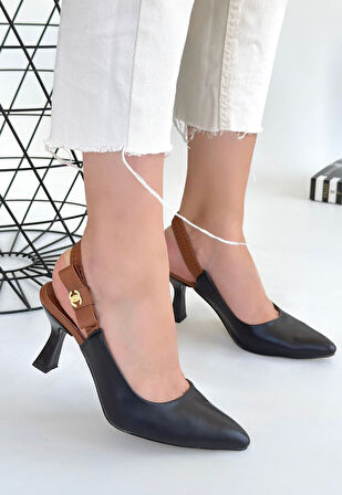 Toran Siyah Cilt Topuklu Ayakkabı