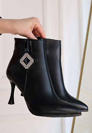 Moose Siyah Cilt Topuklu Bot