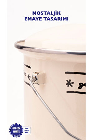 Mood Ahşap Detaylı Emaye Yoğurt/bakliyat Bakracı(20CM-3 LİTRE-TÜM OCAKLARLA UYUMLU)