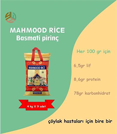 Mahmood Rıce Basmati Pirinç 4 Kg X 9 Adet