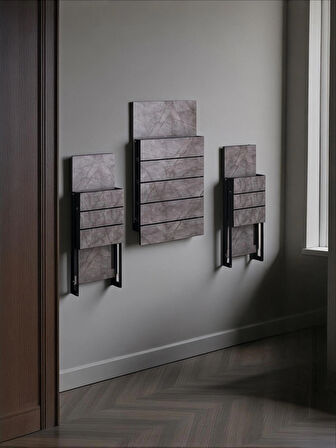 Firuze Duvara Monte Katlanabilir 2 Tabureli Pratik Yemek Masası Balkon Masası