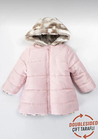 KIZ ÇOCUK ÇİFT TARAFLI KAPÜŞON DETAYLI MONT - KABAN