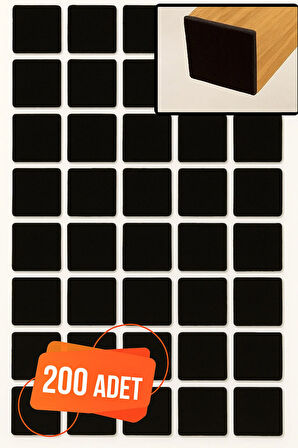 Yapışkanlı Mobilya Masa Sandalye Parke Zemin Ayak Koruyucu Kaydırmaz Keçesi 20 Mm Siyah (200 Adet)