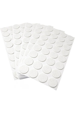 Sandalye Mobilya Ayak Pedi 20mm Kaydırmaz Keçe (48'li) Yapışkanlı Parke Zemin Koruyucu - Beyaz