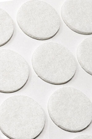 Sandalye Mobilya Ayak Pedi 24mm Kaydırmaz Keçe (33'lü) Yapışkanlı Parke Zemin Koruyucu - Beyaz