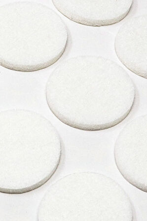 Sandalye Mobilya Ayak Pedi 20mm Kaydırmaz Keçe (96'lı) Yapışkanlı Parke Zemin Koruyucu - Beyaz