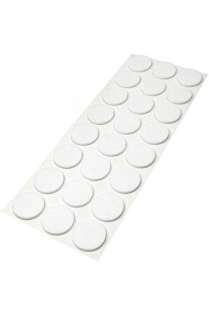 Sandalye Mobilya Ayak Pedi 24mm Kaydırmaz Keçe (66'lı) Yapışkanlı Parke Zemin Koruyucu - Beyaz