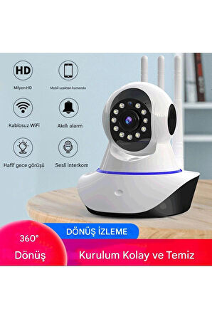 Ozmik 5 ANTENLİ 360 Dönebilen Bebek Monitörü 10m Gece Görüşlü Hareket Algılama Sensörlü 2 Yönlü İnterkom