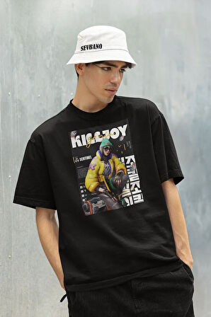 Sentinel Killljoy Karakter Baskılı Unisex Tişört, Oversize Valorannt Tişört