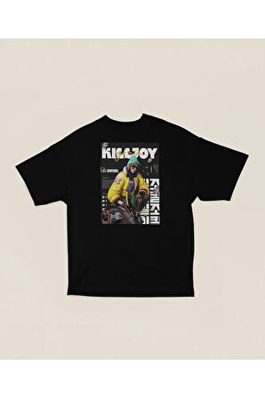 Sentinel Killljoy Karakter Baskılı Unisex Tişört, Oversize Valorannt Tişört