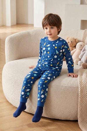 Erkek Çocuk Pamuklu Desenli Pijama Takım TKM1019