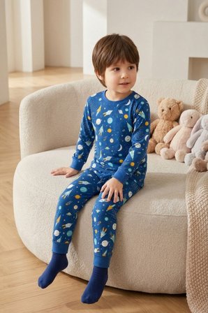 Erkek Çocuk Pamuklu Desenli Pijama Takım TKM1019