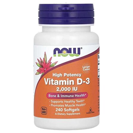 NOW Foods D3 Vitamin 2000 IU 240 KAPSÜL