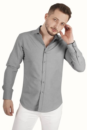 Gri Desenli Slimfit Erkek Gömlek