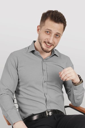 Gri Desenli Slimfit Erkek Gömlek