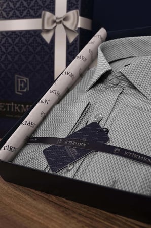 Gri Desenli Slimfit Erkek Gömlek