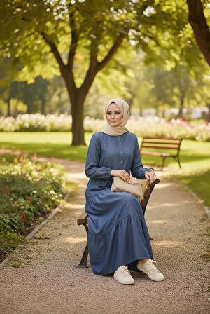 İnce Kot Tesettür Elbise