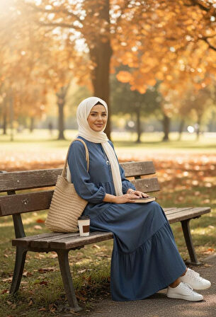 İnce Kot Tesettür Elbise