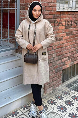 Fermuarlı Çift Cepli Buklet Kaban