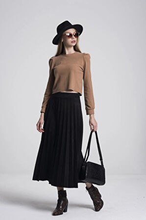 Piliseli Süet Tam Boy Etek