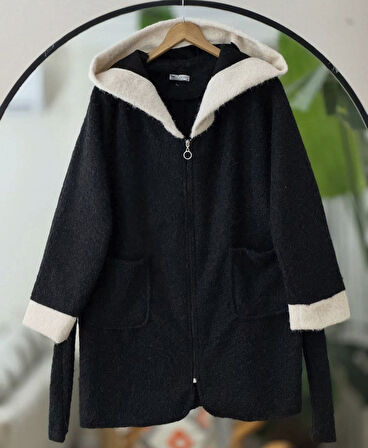 Fermuarlı Garnili Çift Cep Kemerli Kaşe Kap