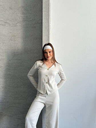 Düğme Detaylı Selanik Kumaş Takım