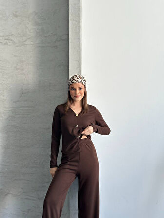 Düğme Detaylı Selanik Kumaş Takım