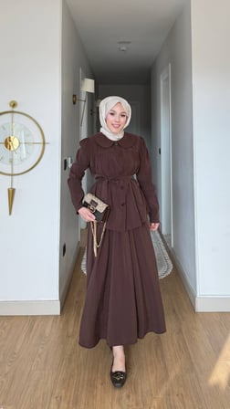 Retro Yaka Kuşaklı İkili Takım