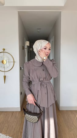 Retro Yaka Kuşaklı İkili Takım