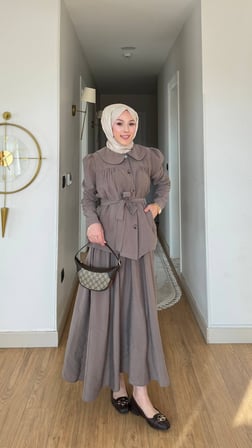 Retro Yaka Kuşaklı İkili Takım