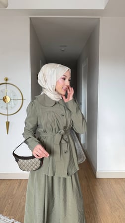 Retro Yaka Kuşaklı İkili Takım
