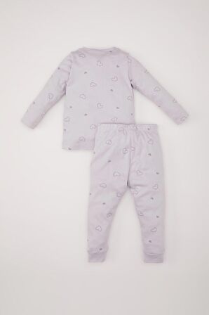 DeFacto Kız Bebek Pijama Takımı Tavşan Baskılı Uzun Kollu Üst Beli Lastikli Uzun Alt D7163A524WNPR305