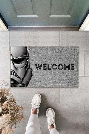 Dormot Home Modern Dijital Baskı - Gri Star Wars - Kapı Önü Paspası 70x45cm