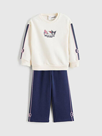 Cg Kids Kuromi Hello Kitty Kız Çocuk 3 iplik Alt Üst Takım Süper Kalite Kumaş Sırt Baskı Detay
