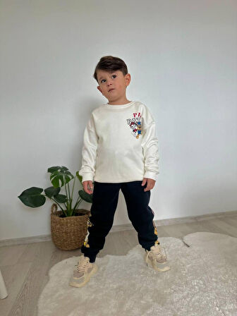 Cg Kids Paw Patroll Erkek Çocuk 3 iplik Şardonlu Alt Üst Takım Süper Kalite Kumaş Sırt Baskı Detaylı