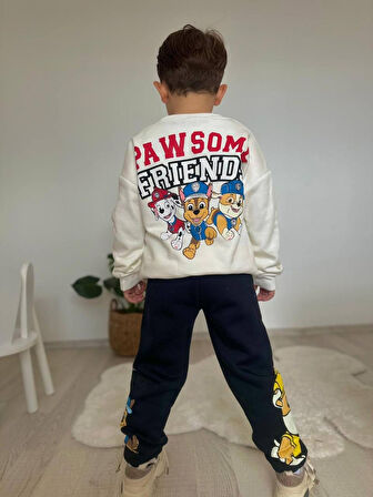 Cg Kids Paw Patroll Erkek Çocuk 3 iplik Şardonlu Alt Üst Takım Süper Kalite Kumaş Sırt Baskı Detaylı