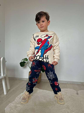 Cg Kids Örümcek Adam 3 iplik Şardonlu Kumaş Erkek Çocuk Alt Üst Takım Süper Kalite