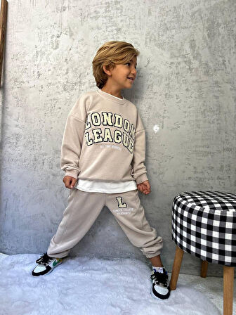 Cg Kids London League Süzüne Nakış işlemeli 3 iplik Alt Üst Takım Süper Kalite Kumaş