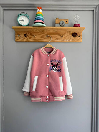 Cg Kids Kuromi içi Şardonlu Sırt Baskı Detaylı Kolej Ceket Süper Kalite Kumaş Baskı