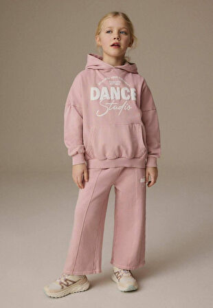 Cg Kids Dance kabartma baskılı kapşonlu 3 iplik kız çocuk alt üst takım süper kalite kumaş