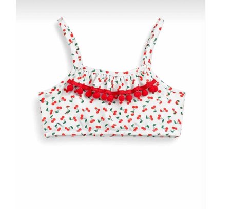 Cg Kids Kiraz Desenli Bikini Takımı Fırfırlı Etekli Mayo Kız Çocuk Alt Üst Takım