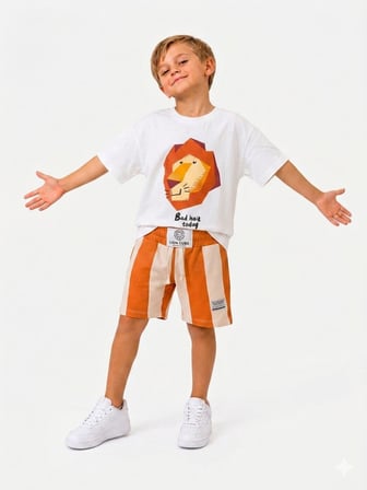 Cg Kids Minik Aslanımız Erkek Çocuk Tişört ve Şort Erkek Çocuk Alt Üst Takım