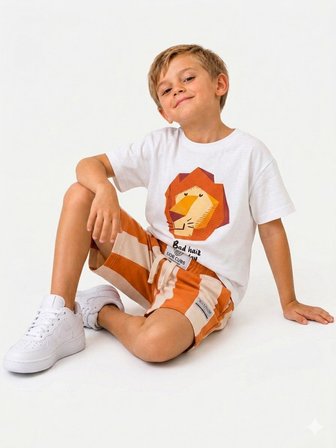 Cg Kids Minik Aslanımız Erkek Çocuk Tişört ve Şort Erkek Çocuk Alt Üst Takım