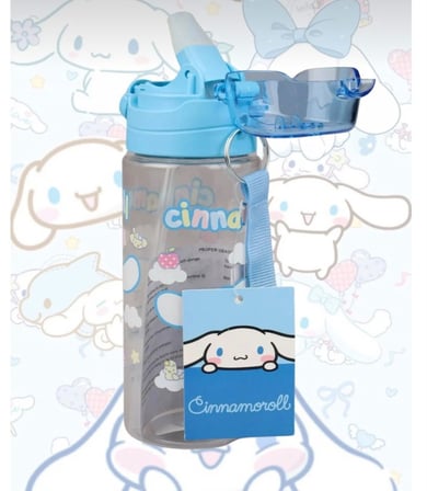 Cinnamoroll Yumuşak Silikon Pipetli Kulplu Kilitlenebilir Su Matarası 500ML