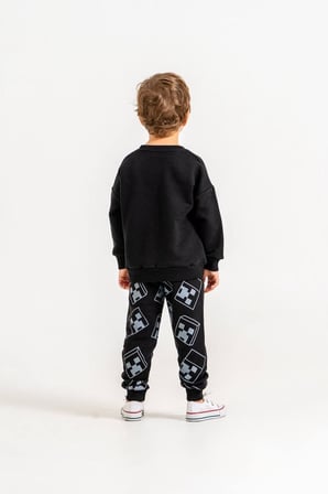 Şort Baskı Detaylı 3 iplik erkek çocuk Sweatshirt & Eşofman Alt Üst Takım Süper Kalite Kumaş