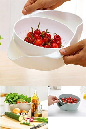 İpek Yıldızı® Çok Amaçlı 360 Derece Dönebilir Pratik Hazneli Mutfak Süzgeç Elek