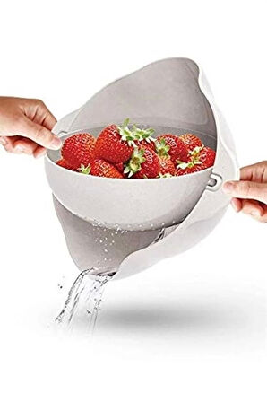 İpek Yıldızı® Çok Amaçlı 360 Derece Dönebilir Pratik Hazneli Mutfak Süzgeç Elek
